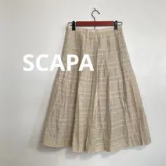 SCAPA シアーチェックフレアスカート　ベージュ　レディース　Lのサムネイル