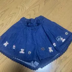 メゾピアノ　デニム刺繍ハーフパンツ