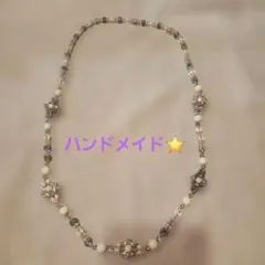 ハンドメイド 多色ビーズ パステロネックレス　全長約80cm
