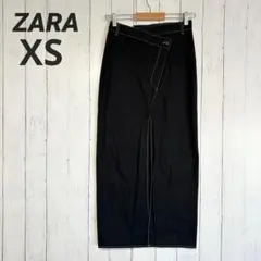 ZARA◇タイトスカート ロング丈 ブラック アシンメトリーステッチ XS 春夏