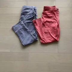 スキニーパンツ2点セット チェック柄 ピンク　　Lサイズ