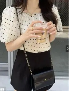 GRL ドット柄シアーバルーンスリーブブラウス