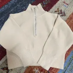 KBF ハイネックジッパー付きニット S/M クリーム