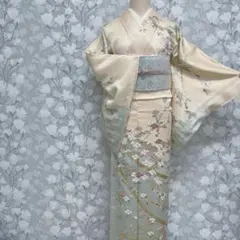 正絹 訪問着 鬘帯に花模様