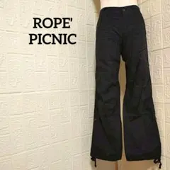 ロペピクニック カーゴパンツ フレア ネイビー 無地 シンプル 体型カバー 38