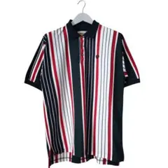 ​【好配色】90s ストライプ ポロシャツ L マルチカラー ワンポイント刺繍