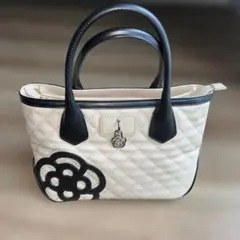 クレイサス　ハンドバッグ　ベージュ　ブラック　バイカラー　キルティング