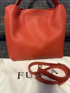 FURLA 2wayバッグ本革　オレンジ系