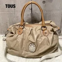 TOUS ボストンバッグ 2way A4収納 ロゴ金具 ソフトレザー バイカラーのサムネイル