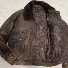 XLサイズ相当 g-1 フライトジャケット ボンバー　キルティング　派手裏地羊革