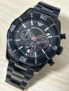 EMPORIO ARMANI クロノグラフ クォーツ　ブラック　稼働品のサムネイル