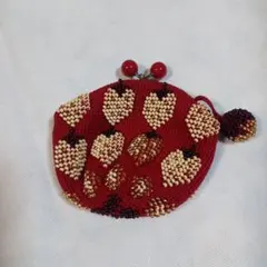 最終お値下げ　キナカ　ビーズ刺繍 赤 コインケース