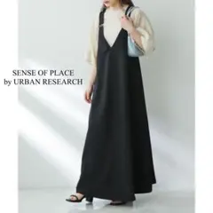 SENSE OF PLACE フレアジャンパースカート ブラック oneサイズ