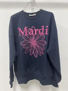 マルディメクルディ トレーナー 花刺繍 ネイビー スウェット