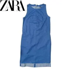 ZARA デニムブルー ノースリーブ ワンピース