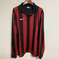 Nike ナイキ 赤黒ストライプ 長袖ポロシャツ XL