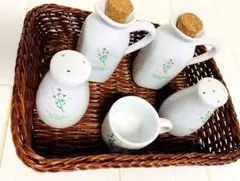 未使用 雑貨工房 陶磁器 醤油さし・調味料入れセット５点セット