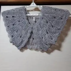 グレー 編み物 ショートカーディガン