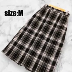 【新品】チェック柄ロングスカート タイト レトロ バックスリット ウエストゴム