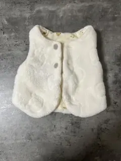 西松屋ホワイト フリース ベビーベスト 熊 50~70