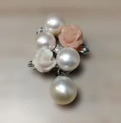 デザイン パール 薔薇 ペンダント