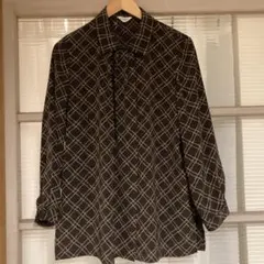 usedブラウンとろみチェックブラウス　シャツのサムネイル