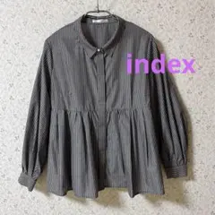 ストライプ柄 ペプラム 長袖シャツのサムネイル