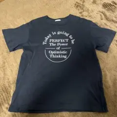 GU メッセージプリント Tシャツ ネイビー