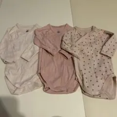 PETIT BATEAU 長袖あわせボディスーツ ３枚セット