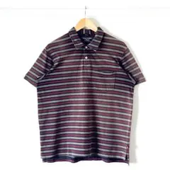 【今だけセール・良品】アバクロ ストライプ半袖ポロシャツ グレー L メンズ 綿