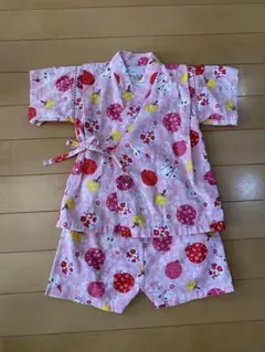 【美品】甚平　ピンク傘と花柄 90サイズ