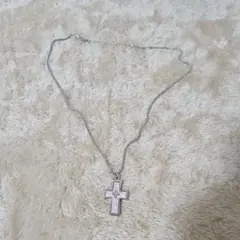 シルバー ピンク 十字架 ネックレス