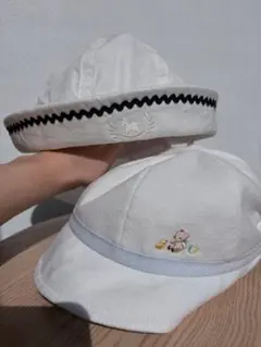 familiar アプレレクール　ホワイト ベビー帽子 刺繍クマ付き　2点セット