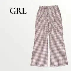 グレイル gm444 ギンガムチェックフレアパンツ ピンク 【M】 可愛い