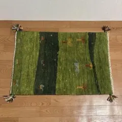 ギャッベ 玄関マット 89x61cm グリーン