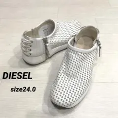 DIESEL ディーゼル 星型 パンチングレザー スニーカー 24㎝ ホワイト