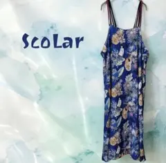 花いっぱい水族館柄 キャミワンピース レディース　ラッコ　スカラー　ブルー 花いっぱい水族館柄 キャミワンピース レディース ラッコ スカラー