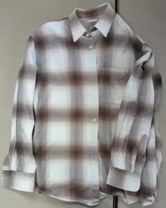GU　フランネルチェックシャツ(長袖)A　 36 BROWN　Lサイズ