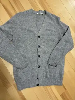 UNIQLO グレー Vネックウール100% カーディガン M