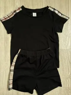 SHEIN キッズ セットアップ チェック柄 ブラックのサムネイル