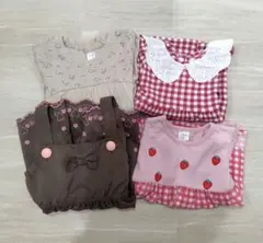 半袖 100まとめ売り4点セット 保育園着 女の子 バースデイ ワンピース