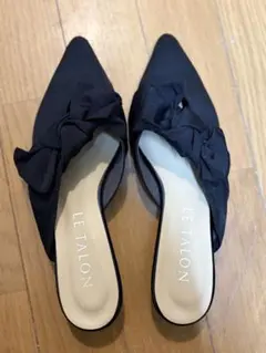 LE TALON リボン付き ブラックパンプス 38