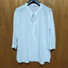 UNIQLO　バンドカラーシャツ　七分袖　ホワイト　Lサイズ