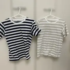 【無印良品】ボーダーTシャツ 150 ネイビーとホワイト2枚組