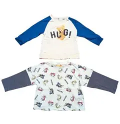 パウパトロール テディベア 薄手長袖Tシャツ トップス 2点セット90 重ね着風