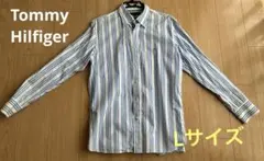 Tommy Hilfiger 青白ストライプ 長袖シャツ
