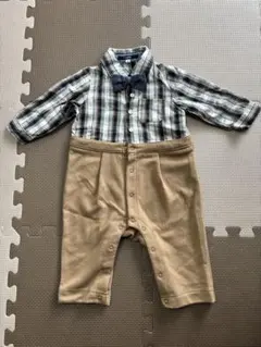 SHIPS チェック柄ロンパース 蝶ネクタイ付き　サイズ70