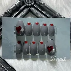 ネイルチップ　バレンタイン　ジェルネイル　量産型