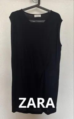 ZARA WOMAN /黒 ノースリーブワンピース ねじりデザイン