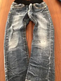 デニムブルー ダメージ加工 長ズボンキッズ120